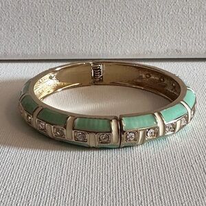 J Crew Gold and Mint Green Bangle Hinge Bracelet